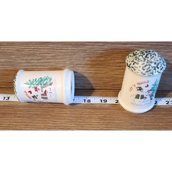 ATICO Snowman "Let It Snow!" Christmas Holiday 3.5" Stoneware Salt & Pepper Set - Picture 3 of 5